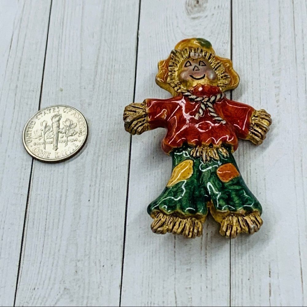 VTG Scarecrow Enameled Brooch